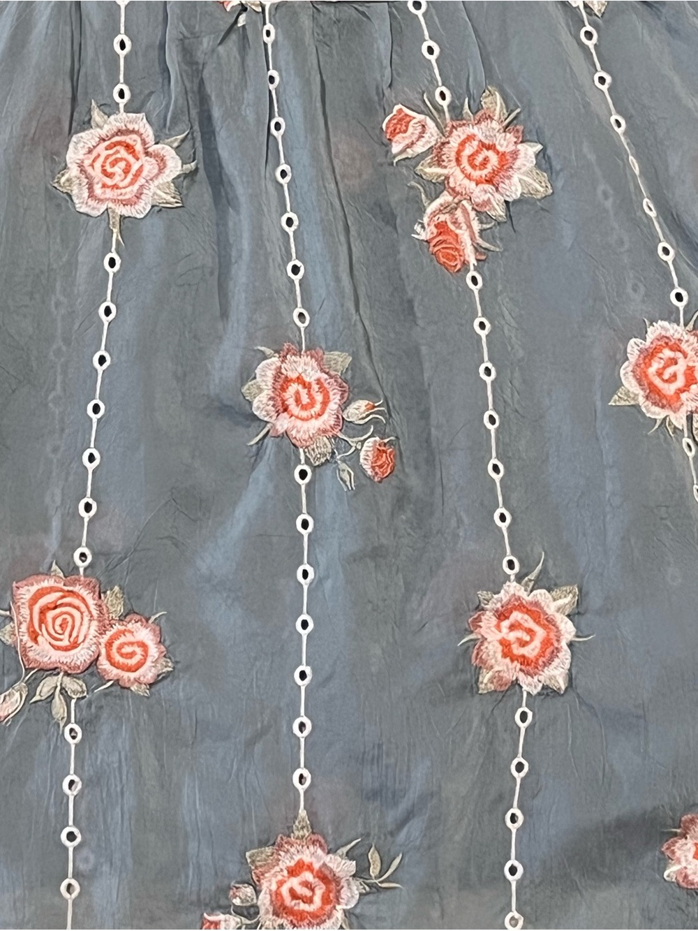 Johnny Was Embroidered Feminine Tunic Slate Blue Cupra Rayon Pink Floral Small - Picture 7 of 13